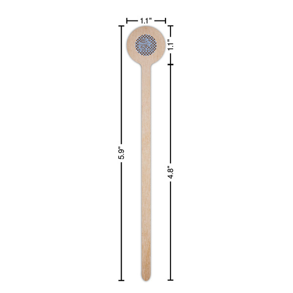 Gingham & Elephants Wooden 6" Stir Stick - Round - Dimensions