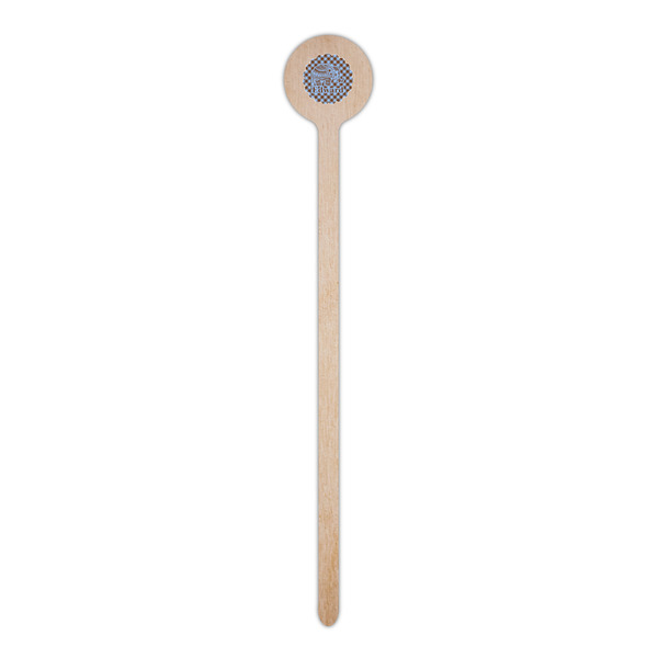 Gingham & Elephants Wooden 6" Stir Stick - Round - Single Stick