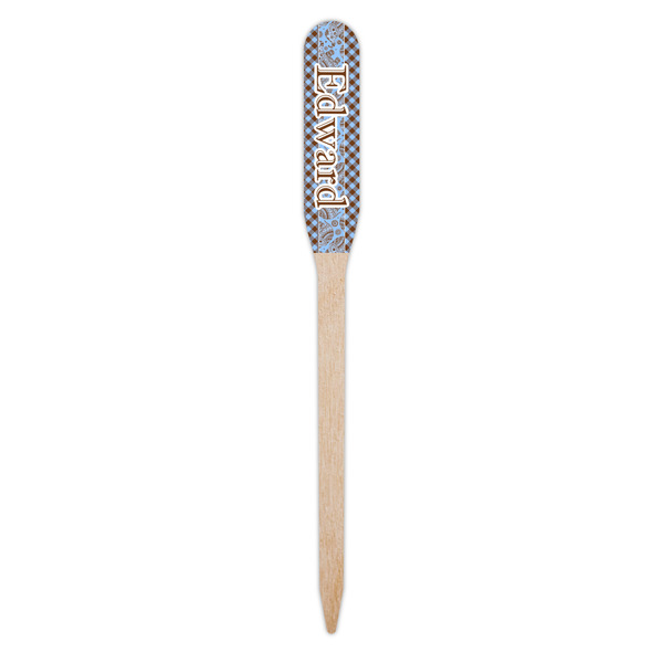 Gingham & Elephants Wooden Food Pick - Paddle - Single Pick