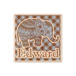 Gingham & Elephants Genuine Maple or Cherry Wood Sticker (Personalized)
