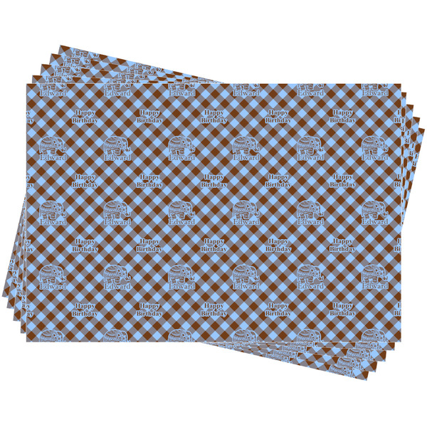 Gingham & Elephants Wrapping Paper - 5 Sheets Approval
