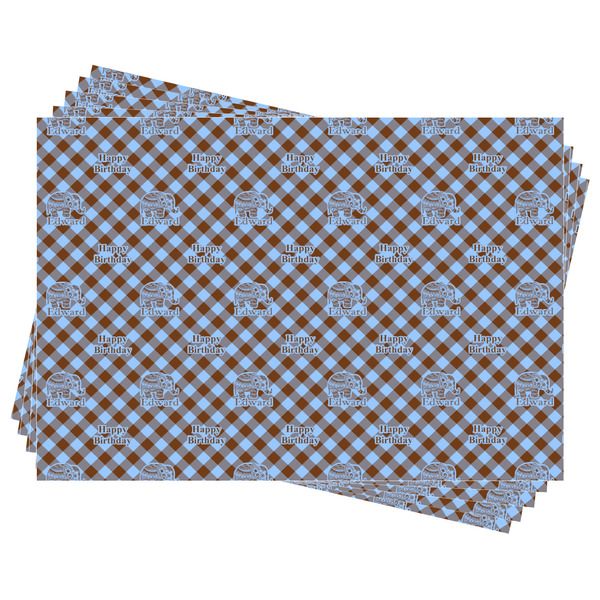 Gingham & Elephants Wrapping Paper - Front & Back - Sheets Approval