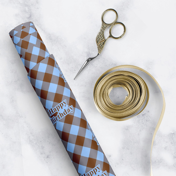 Gingham & Elephants Wrapping Paper Rolls - Lifestyle 1