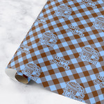 Gingham & Elephants Wrapping Paper Roll - Small (Personalized)