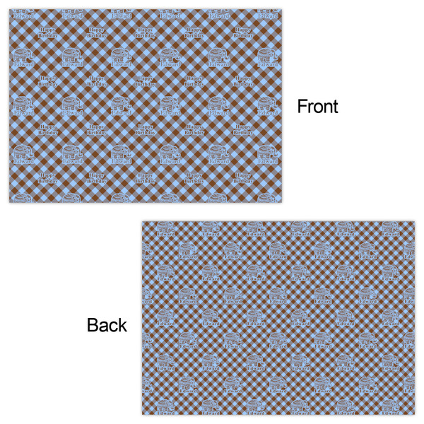 Gingham & Elephants Wrapping Paper Sheet - Double Sided - Front & Back