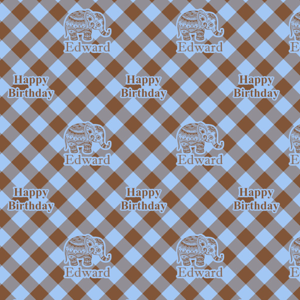 Gingham & Elephants Wrapping Paper Square