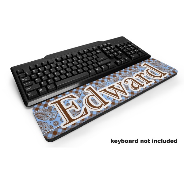 Custom Gingham & Elephants Keyboard Wrist Rest (Personalized)