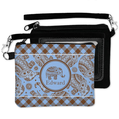 Gingham & Elephants Wristlet ID Case w/ Name or Text