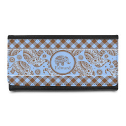Gingham & Elephants Leatherette Ladies Wallet (Personalized)