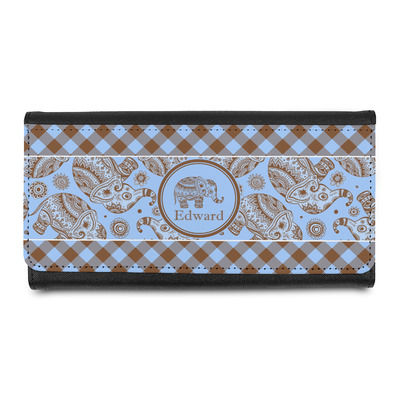 Gingham & Elephants Leatherette Ladies Wallet (Personalized)