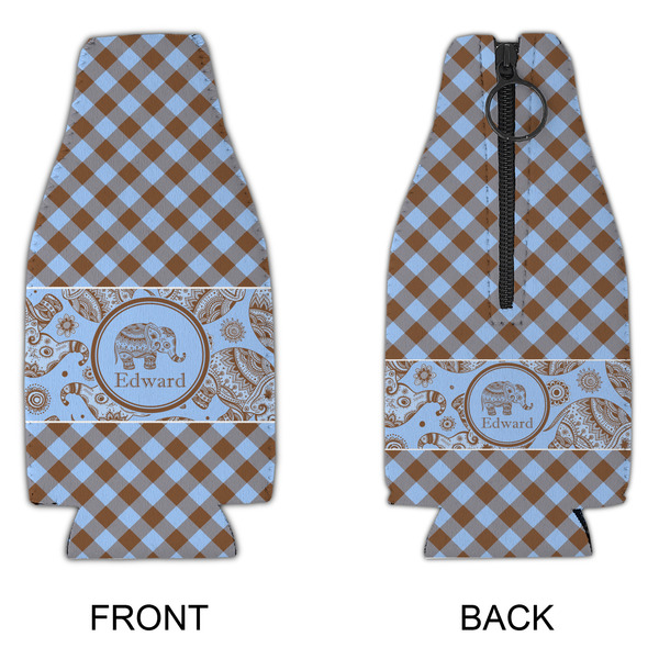 Gingham & Elephants Zipper Bottle Cooler - APPROVAL