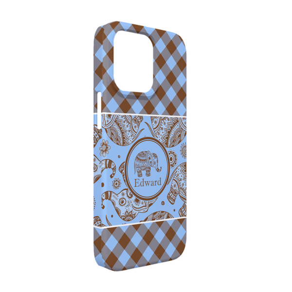 Custom Gingham & Elephants iPhone Case - Plastic - iPhone 13 (Personalized)