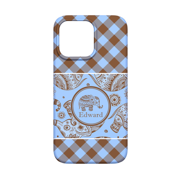 Gingham & Elephants iPhone 13 Mini Case - Back