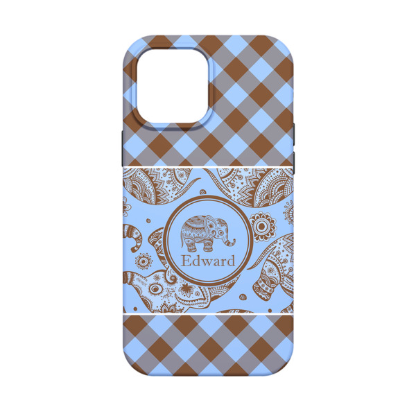Gingham & Elephants iPhone 13 Mini Tough Case - Back