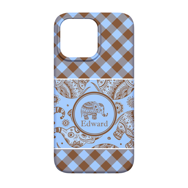 Gingham & Elephants iPhone 13 Pro Case - Back