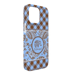 Gingham & Elephants iPhone Case - Plastic - iPhone 13 Pro Max (Personalized)