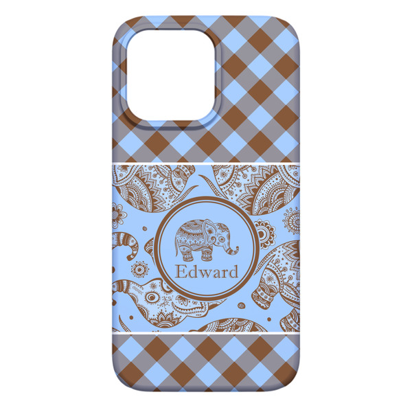 Gingham & Elephants iPhone 13 Pro Max Case - Back