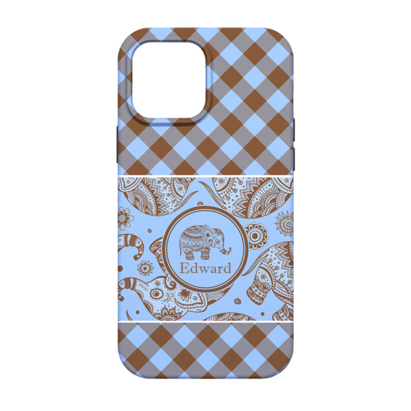 Gingham & Elephants iPhone 13 Pro Tough Case - Back