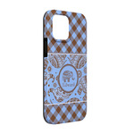 Gingham & Elephants iPhone Case - Rubber Lined - iPhone 13 (Personalized)