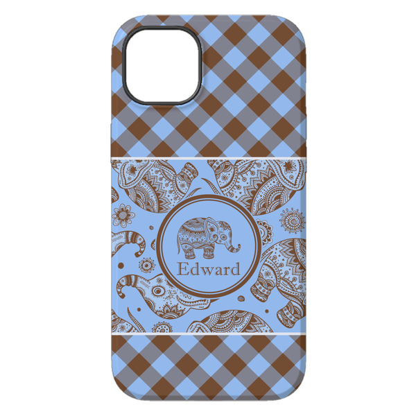 Gingham & Elephants iPhone 14 Plus Tough Case - Back