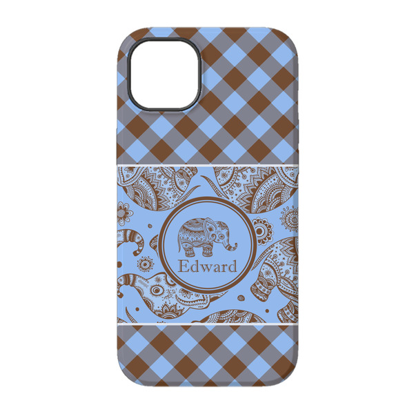 Gingham & Elephants iPhone 14 Tough Case - Back