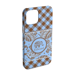 Gingham & Elephants iPhone Case - Plastic - iPhone 15 (Personalized)