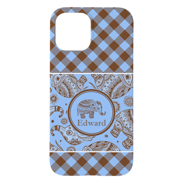 Gingham & Elephants iPhone 15 Pro Max Case - Back