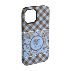 Gingham & Elephants iPhone Case - Rubber Lined - iPhone 15 Pro (Personalized)