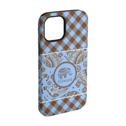 Gingham & Elephants iPhone Case - Rubber Lined - iPhone 15 (Personalized)