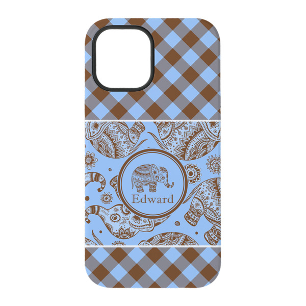 Gingham & Elephants iPhone 15 Tough Case - Back