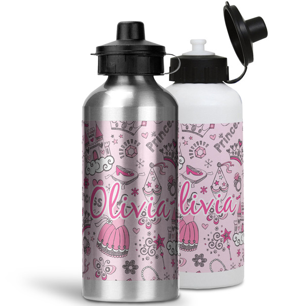 Princess Aluminum Water Bottles - MAIN (white &silver)