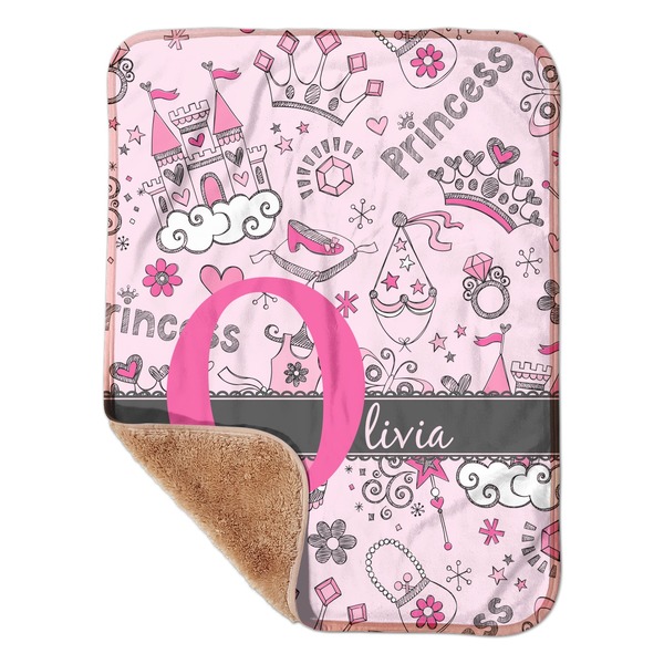 Custom Princess Sherpa Baby Blanket - 30" x 40" w/ Name and Initial