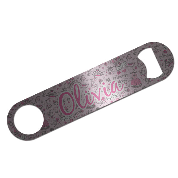 Custom Princess Bar Bottle Opener - Silver w/ Name and Initial