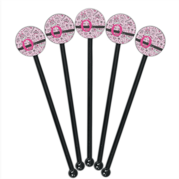 Princess Black Plastic 5.5" Stir Stick - Round - Fan View