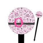 Princess 6" Round Plastic Food Picks - Black - Double Sided (Personalized)