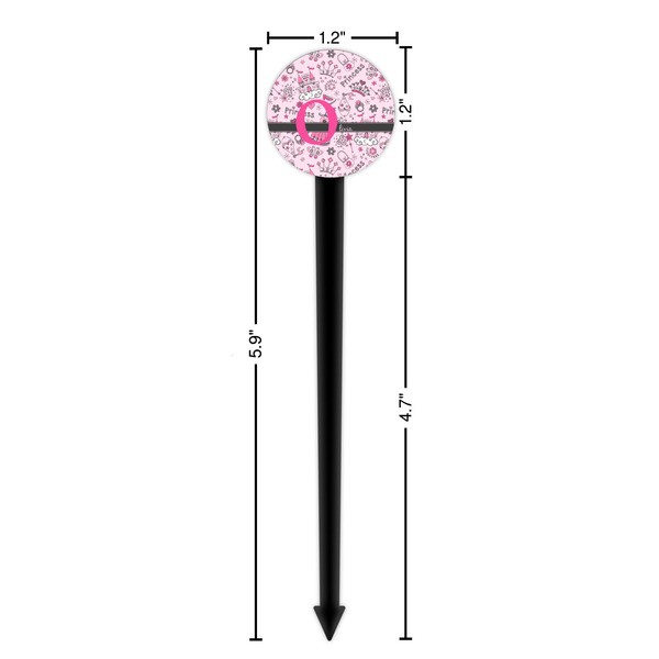 Princess Black Plastic 6" Food Pick - Round - Dimensions