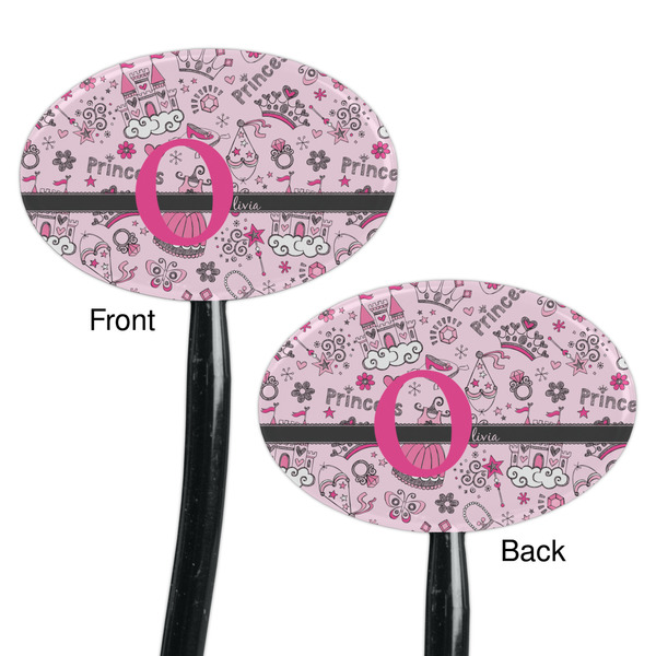 Princess Black Plastic 7" Stir Stick - Double Sided - Oval - Front & Back