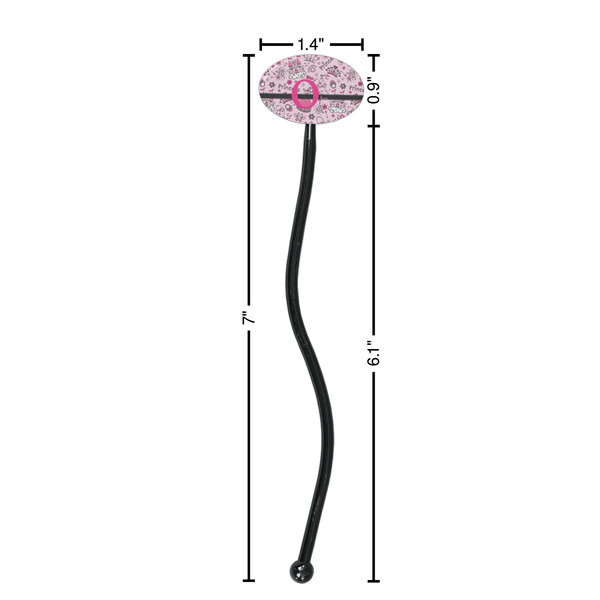 Princess Black Plastic 7" Stir Stick - Oval - Dimensions