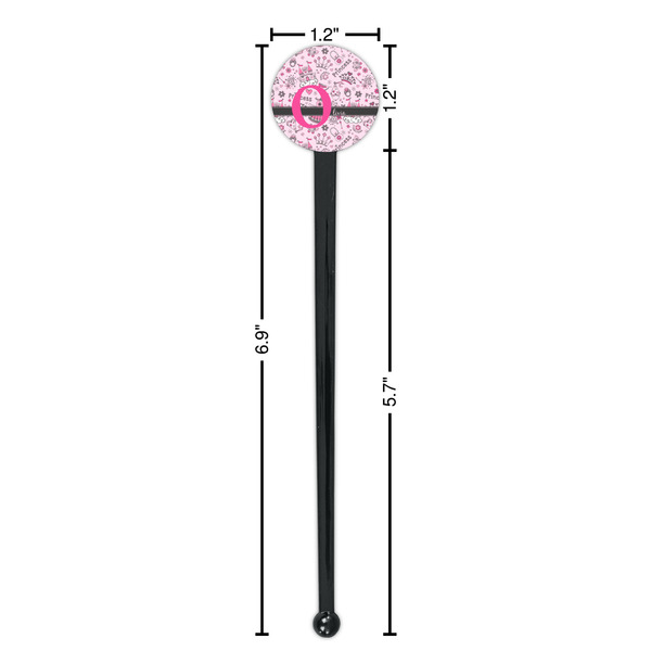 Princess Black Plastic 7" Stir Stick - Round - Dimensions