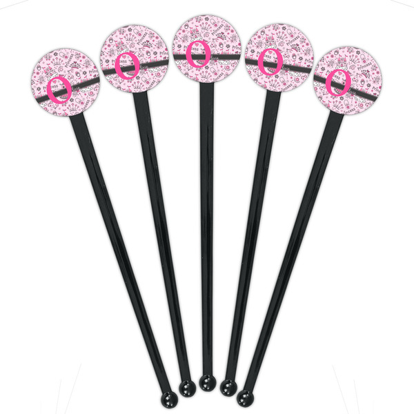 Princess Black Plastic 7" Stir Stick - Round - Fan View