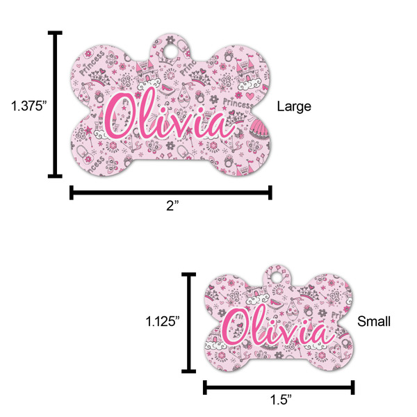 Princess Bone Shaped Dog ID Tag - Large - Scale