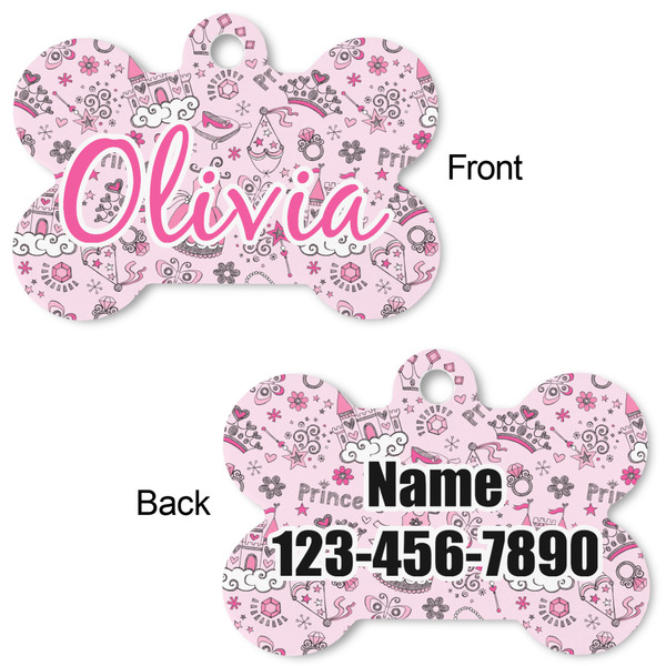 Princess Bone Shaped Dog Tag - Front & Back