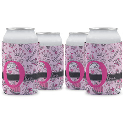 Princess Can Cooler (12 oz) - Set of 4 w/ Name and Initial