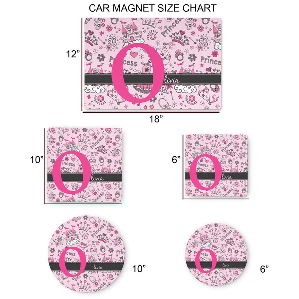 Princess Car Magnets - SIZE CHART
