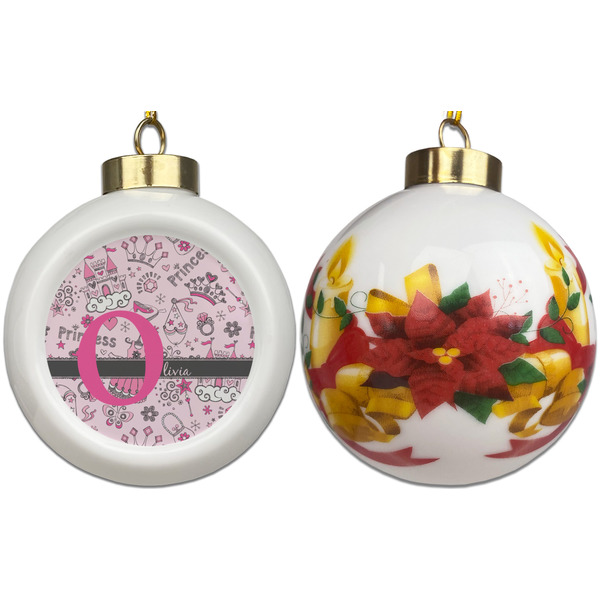 Princess Ceramic Christmas Ornament - Poinsettias (APPROVAL)