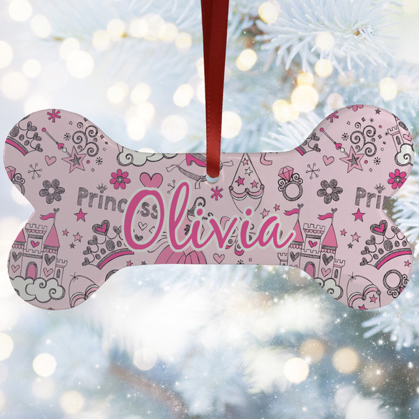 Custom Princess Ceramic Dog Ornament w/ Name and Initial