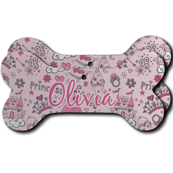 Custom Princess Ceramic Dog Ornament - Front & Back w/ Name and Initial