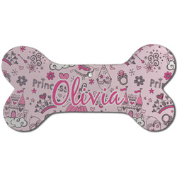 Princess Ceramic Dog Ornament - Front w/ Name and Initial