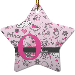 Princess Star Ceramic Ornament w/ Name and Initial