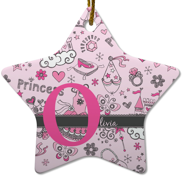 Custom Princess Star Ceramic Ornament w/ Name and Initial